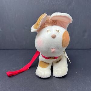 Cabbage Patch Kids Pets Puppy Dog Plush Cream Brown Red Collar Leash 1986 VTG
